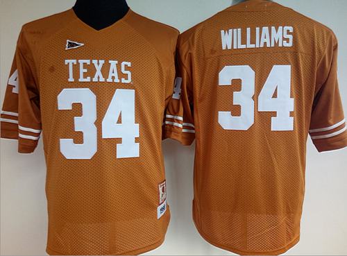 Longhorns #34 Ricky Williams Orange Women's Stitched NCAA Jersey - Click Image to Close